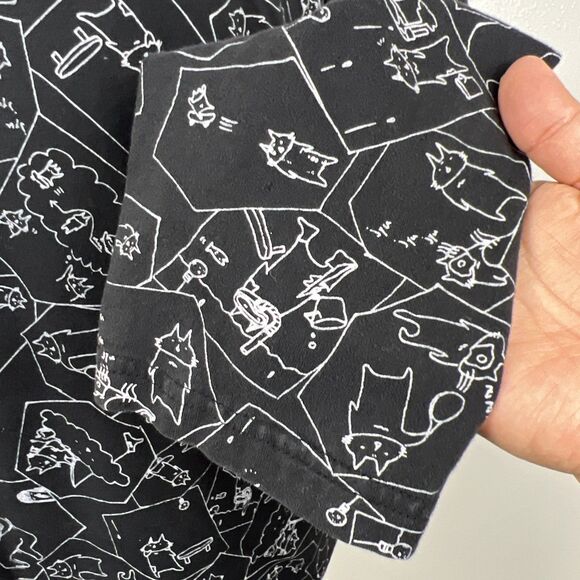 Mint Neko Long Sleeve Shirt Women Medium Black Cat All Over Print Novelty Tee - Picture 9 of 15